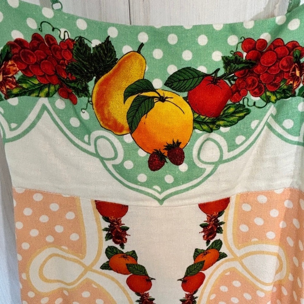 Caroline Constas Fruit Print Smocked Linen-Blend Sundress Size S - Picture 5 of 7